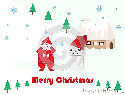 Santa Claus,snowman and fir-tree for Christmas Vector Illustration