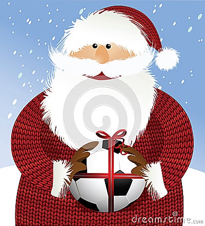 Santa Claus with soccer ball Vector Illustration