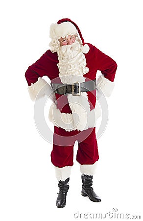 Santa Claus Standing With Hands On Hips Stock Photo