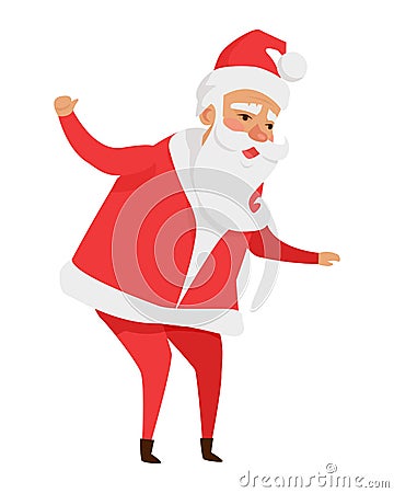 Santa Claus with Stretched Arms Isolated on White. Vector Illustration