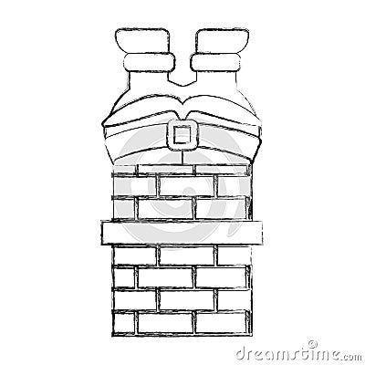 Santa claus stuck in the chimney Vector Illustration