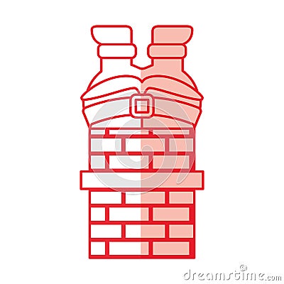 Santa claus stuck in the chimney Vector Illustration