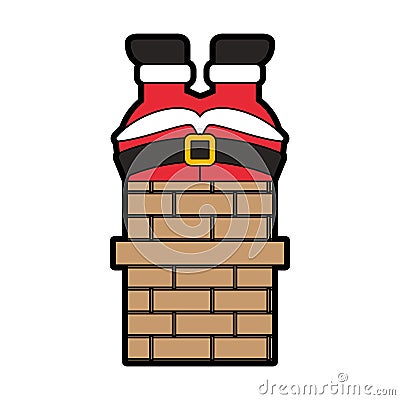 Santa claus stuck in the chimney Vector Illustration