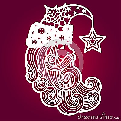 Santa Claus.A template for laser cutting. Vector Illustration