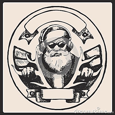 Santa Claus vintage poster. Vector Vector Illustration