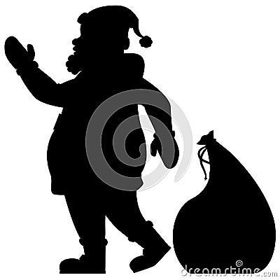 Santa Claus Walking Figure Presents Bag Christmas Holiday Silhouette Stock Photo