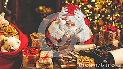 Santa Claus was tired under stress Stock Photo