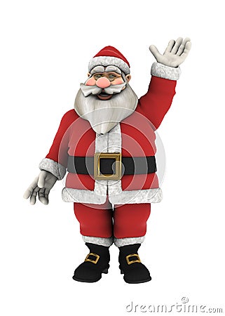 Santa Claus Waving hand over white Vector Illustration