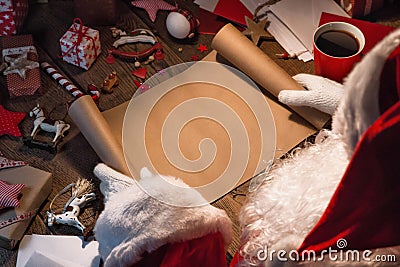 Santa Claus with wish list Stock Photo