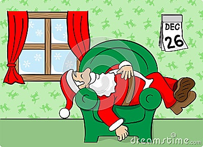 Santa claus after work Vector Illustration