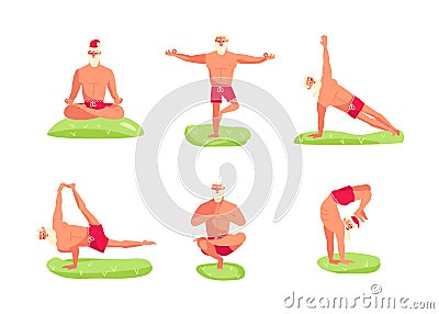 Santa Claus in yoga pose Vector Illustration