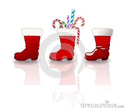 Santa clause boots set Vector Illustration