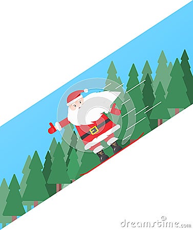 Santa Clause Snowboarder Vector Illustration