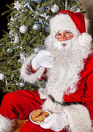 Santa with cookies and milk Stock Photo