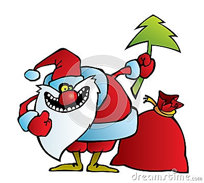 Santa with a crazy smile Vector Illustration