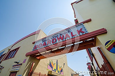 View of the entrance sign to the Santa Cruz boardwalk in California Editorial Stock Photo