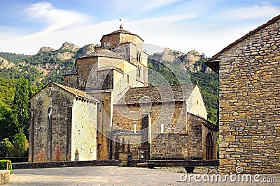 Santa Cruz de la Seros, romanesque church in Stock Photo