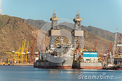 Drilling ships ENSCO DS 5 & DS 4 Editorial Stock Photo
