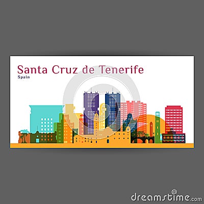 Santa Cruz de Tenerife city architecture silhouette. Vector Illustration