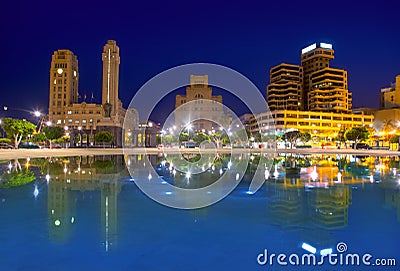 Santa Cruz de Tenerife at Plaza de Espana night Stock Photo