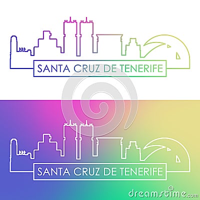Santa Cruz de Tenerife skyline. Vector Illustration