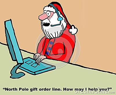 Santa is Customer Service Rep Stock Photo