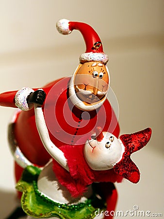 Santa dancing with snow woman Stock Photo