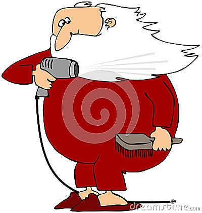 Santa Drying His Beard Cartoon Illustration