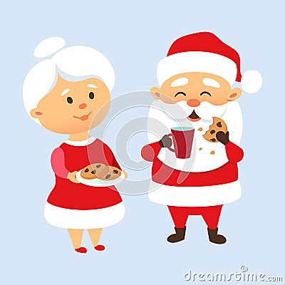 Santa eating cookies Vector Illustration