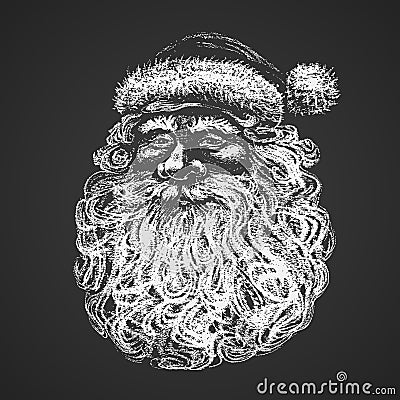 Santa face. Chalk drawing Vector Illustration