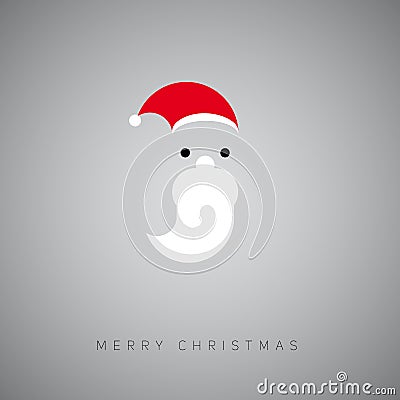 Santa face simple flat abstract symbol, Christmas card, s Cartoon Illustration