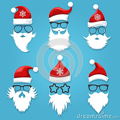 Santa face wearing Vector Illustration