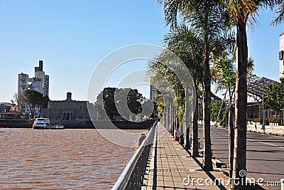 Santa Fe province. Argentina, very nice harboard with very modern restaurant and casino with streets and palm trees Stock Photo