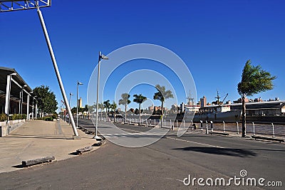 Santa Fe province. Argentina, very nice harboard with very modern restaurant and casino with streets and palm trees Stock Photo