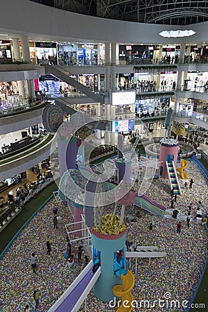Santa Fe Shopping Center in the city of Medellin from the top floor Editorial Stock Photo