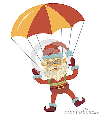 santa flies on a parachute vector christmas new year Vector Illustration