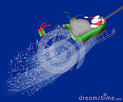 Santa Flying His Sleigh Stock Photo