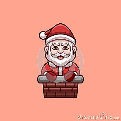 Santa Get Out of The Chimney Creative Cartoon Vector Illustration