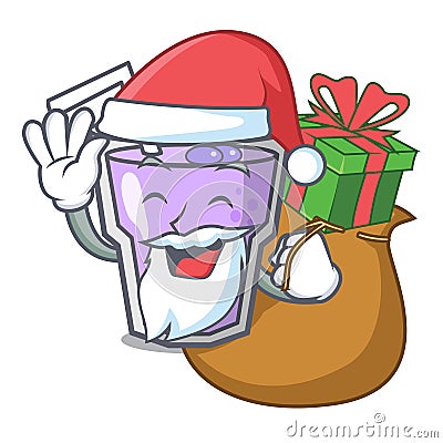 Santa with gift berry smoothie mascot cartoon Vector Illustration