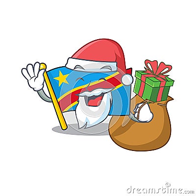 Santa with gift flag democratic republic Cartoon character design Vector Illustration