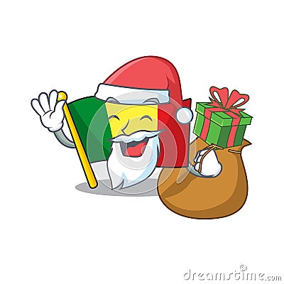 Santa with gift flag mali Cartoon character design Vector Illustration