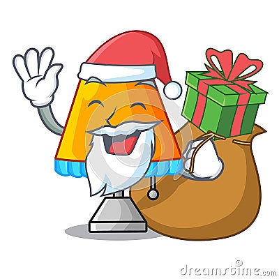 Santa with gift modern table lamp isolated on mascot Vector Illustration