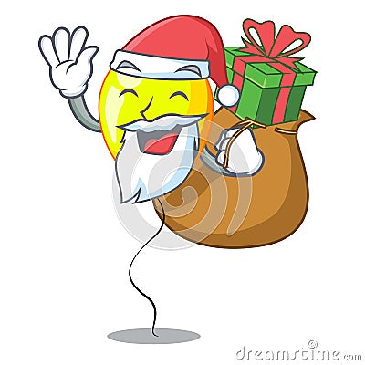 Santa with gift Yellow balloon isolated on for mascot Vector Illustration