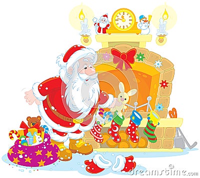 Santa with gifts Vector Illustration