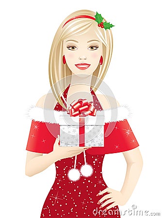 Santa girl Vector Illustration