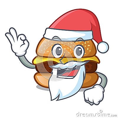 Santa hamburger with the cartoon cheese toping Vector Illustration