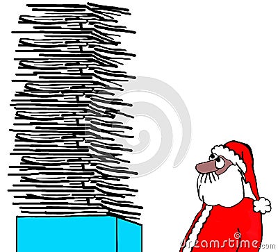 Santa has big pile of wishes Stock Photo