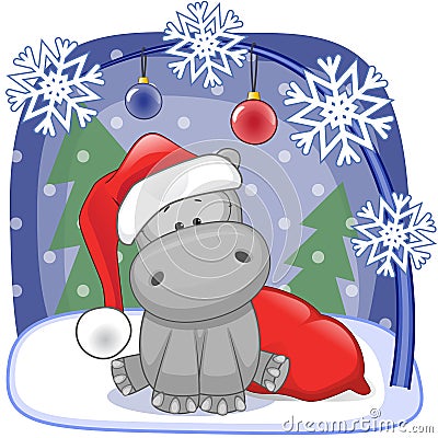 Santa Hippo Vector Illustration