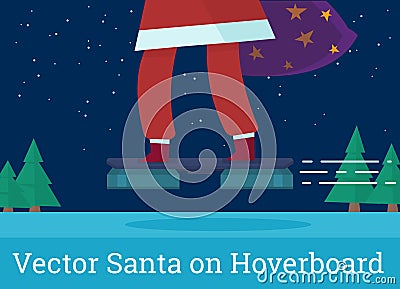 Santa on hoverboard vector illustration Vector Illustration