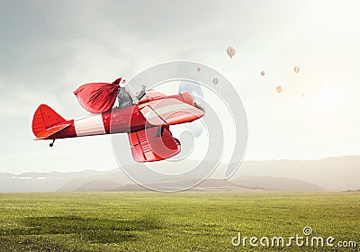 Santa hurrying up to deliver gifts. Mixed media Stock Photo